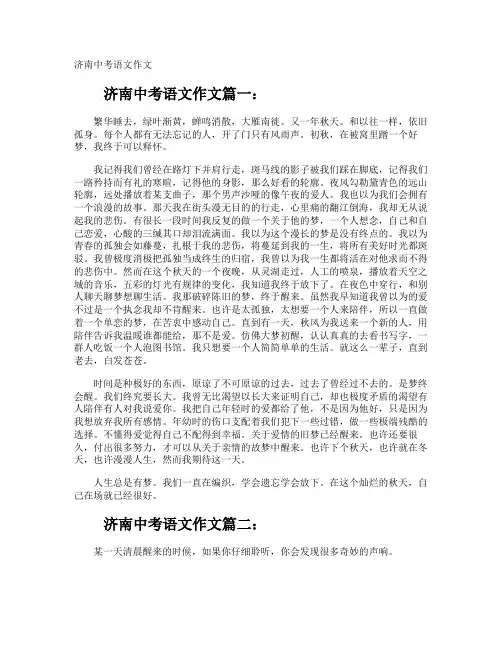 济南中考语文作文