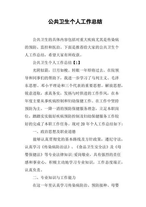 公共卫生个人工作总结