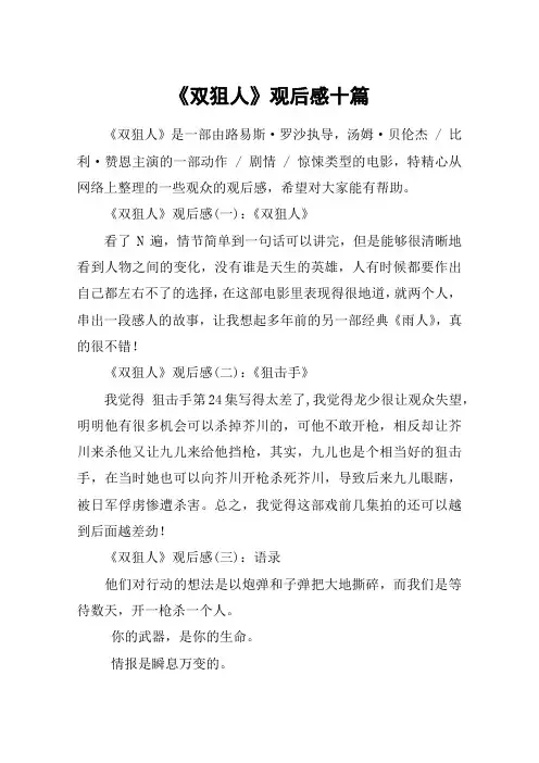 《双狙人》观后感十篇