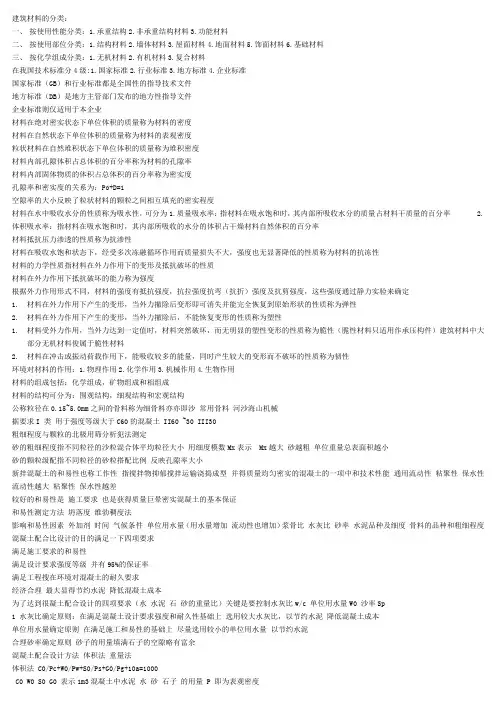 建筑材料的分类