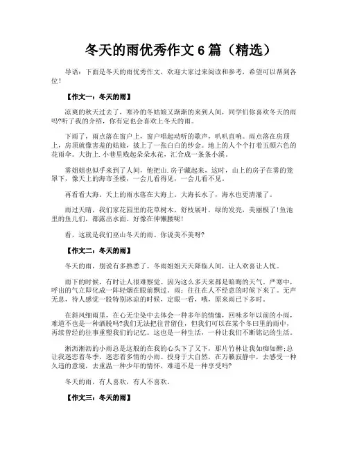 冬天的雨优秀作文6篇(精选)