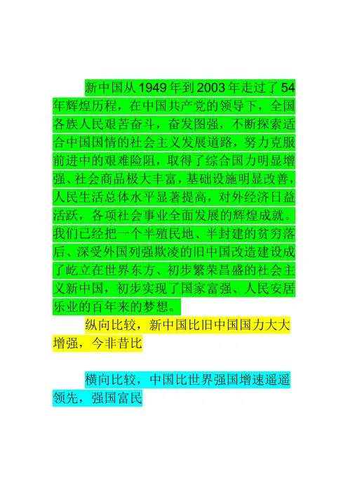 新中国54年的辉煌成就