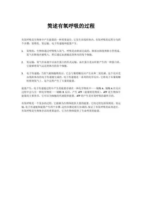 简述有氧呼吸的过程