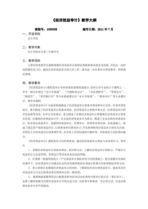 经济效益审计 大纲