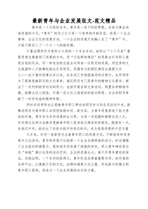 最新青年与企业发展征文-范文精品