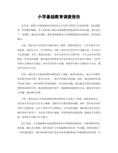 小学基础教育调查报告