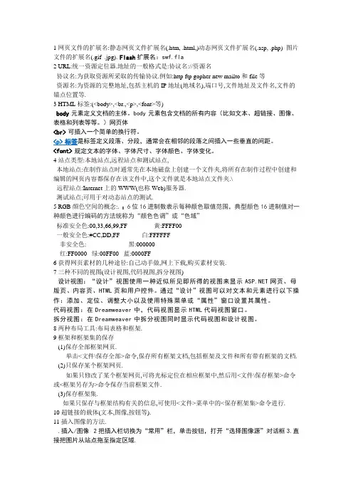 1网页文件的扩展名
