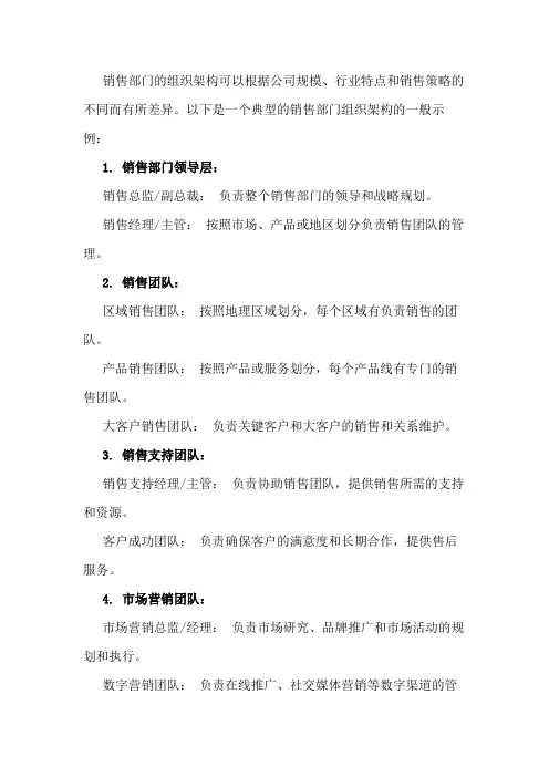 销售部门的组织架构