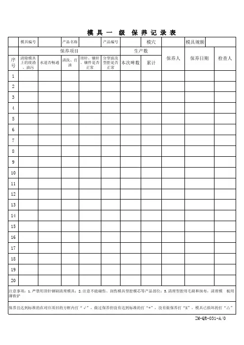 模具一级保养记录表