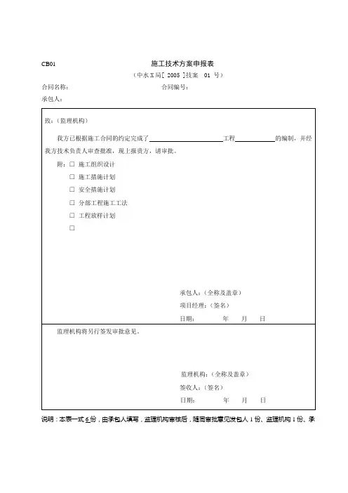 施工技术方案申报表