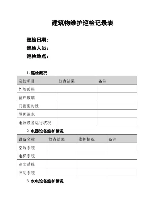 建筑物维护巡检记录表