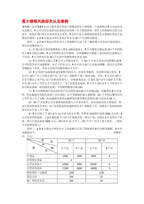 重大错报风险层次认定案例