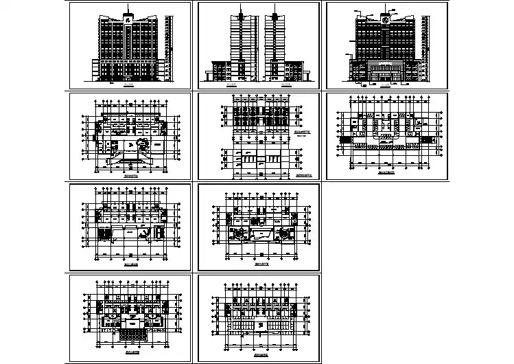 高层酒店建筑cad方案图纸（共10张）