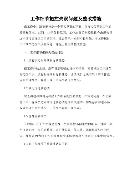 工作细节把控失误问题及整改措施