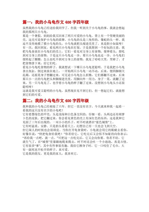 写小乌龟第五单元的作文400字四年级