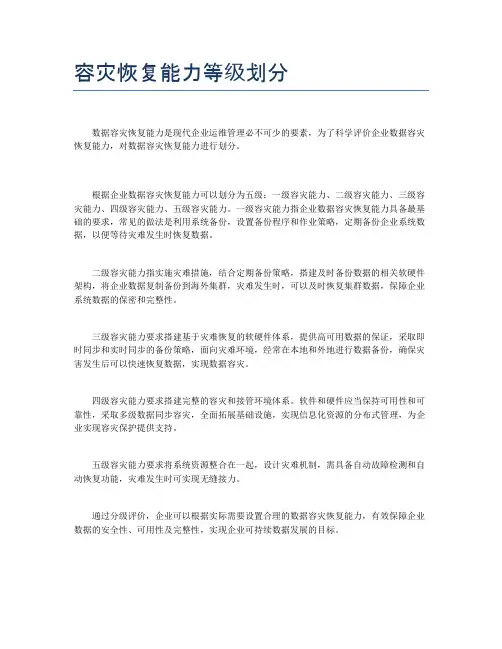 容灾恢复能力等级划分
