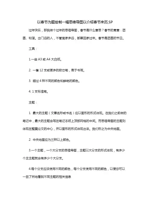 以春节为题绘制一幅思维导图以介绍春节来历,SP