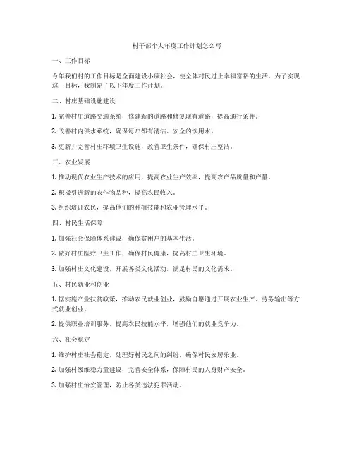 村干部个人年度工作计划怎么写