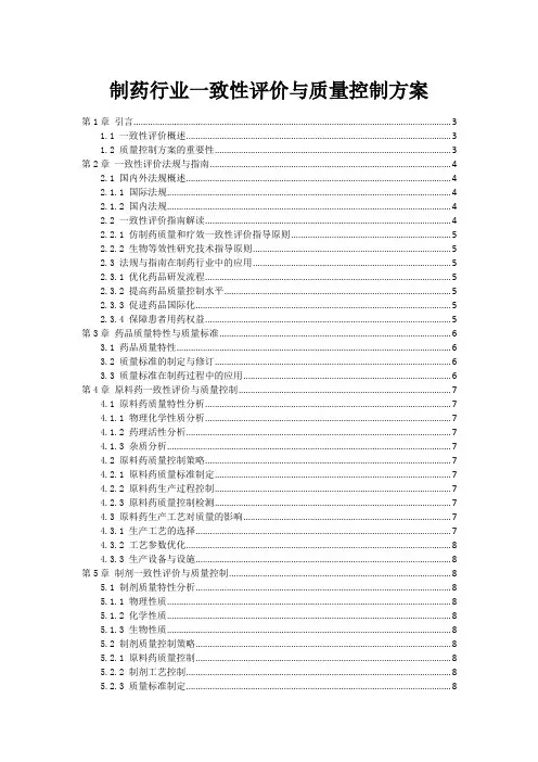 制药行业一致性评价与质量控制方案