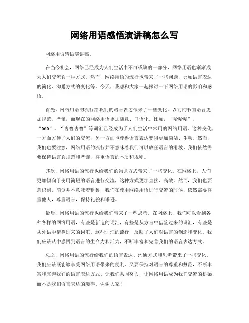 网络用语感悟演讲稿怎么写