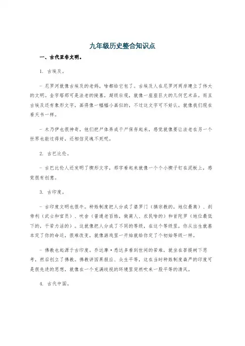 九年级历史整合知识点