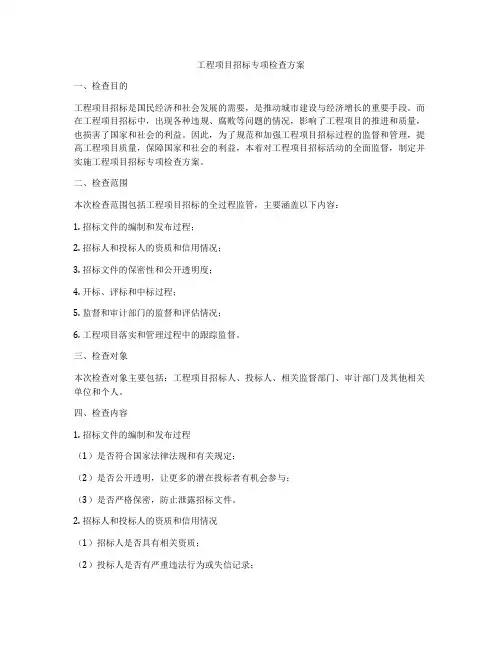 工程项目招标专项检查方案