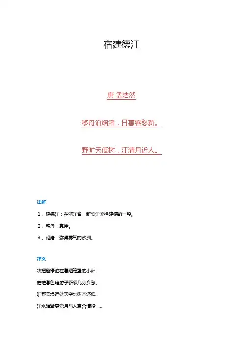 宿建德冮古诗的意思