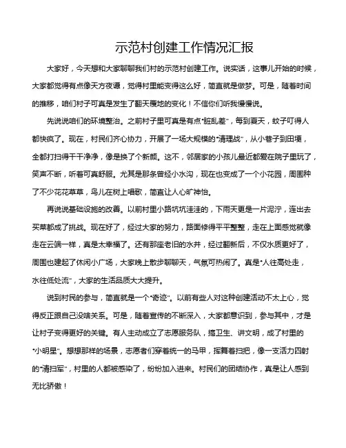 示范村创建工作情况汇报