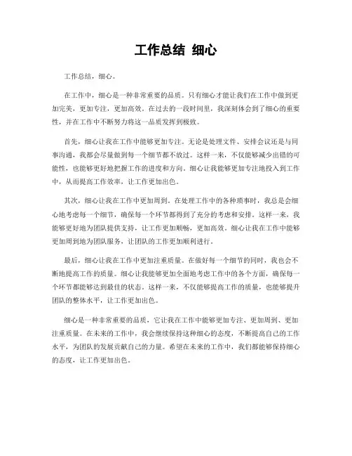 工作总结 细心