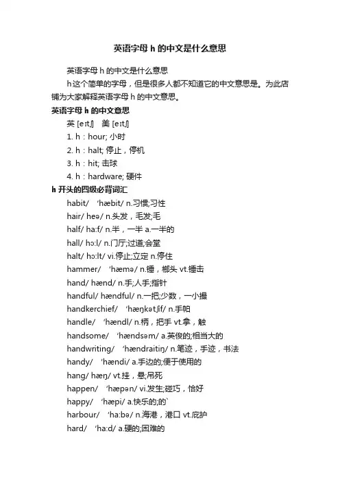 英语字母h的中文是什么意思