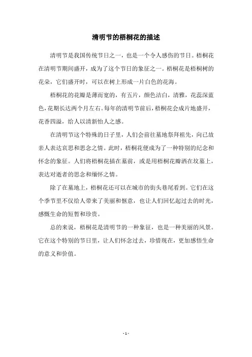 清明节的梧桐花的描述