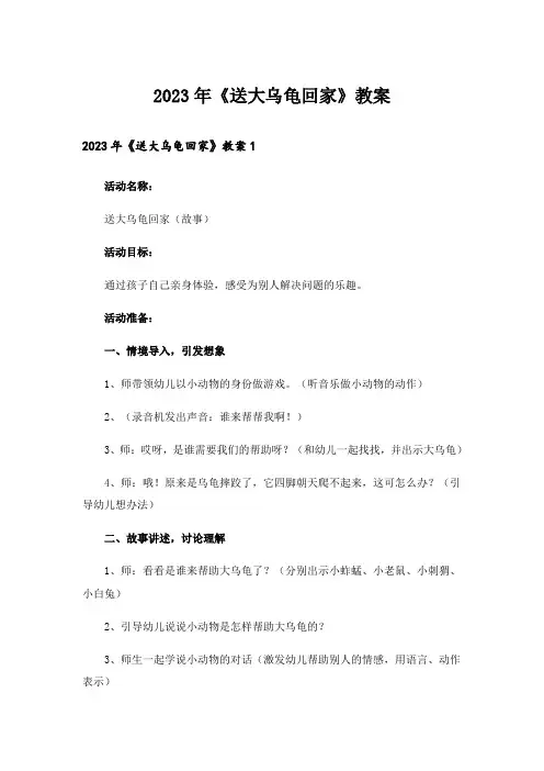 2023年《送大乌龟回家》教案