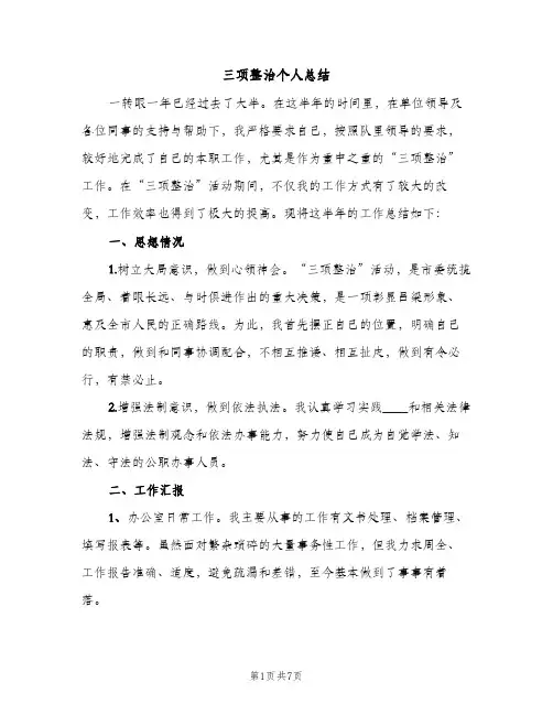 三项整治个人总结（2篇）