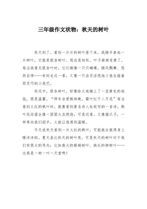 三年级作文状物：秋天的树叶
