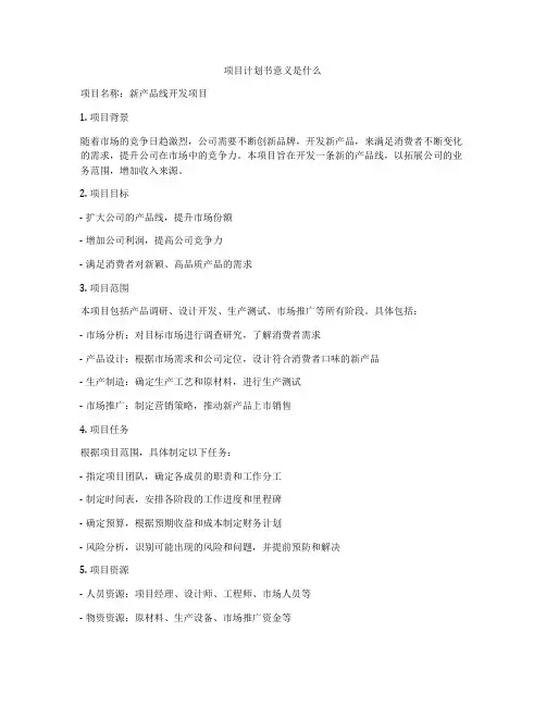 项目计划书意义是什么