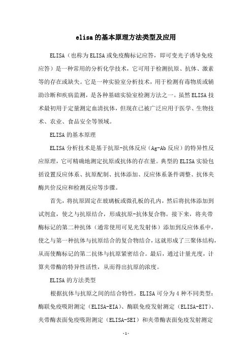elisa的基本原理方法类型及应用