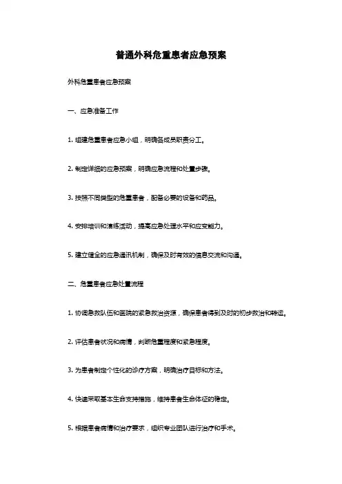 普通外科危重患者应急预案