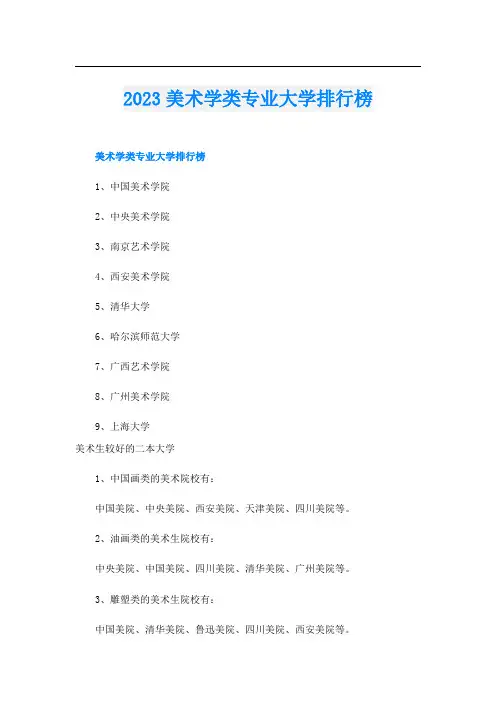 2023美术学类专业大学排行榜