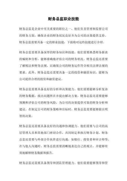 财务总监职业技能