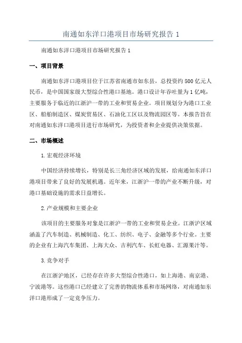 南通如东洋口港项目市场研究报告1