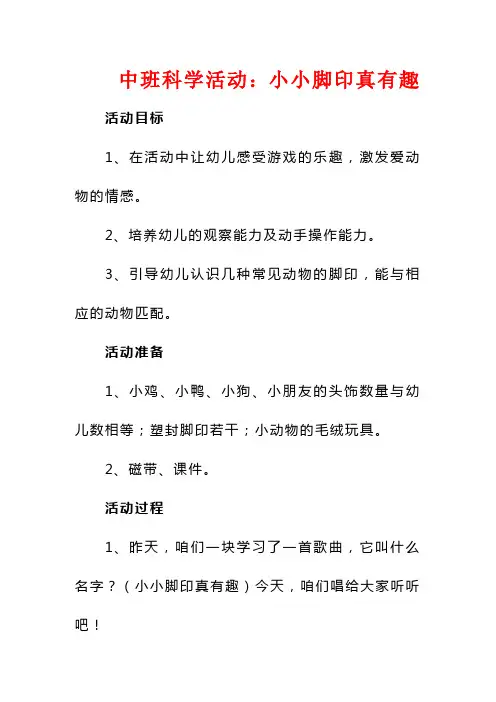中班科学活动：小小脚印真有趣