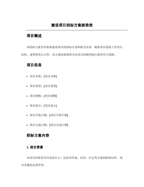 建设项目招标方案核准表