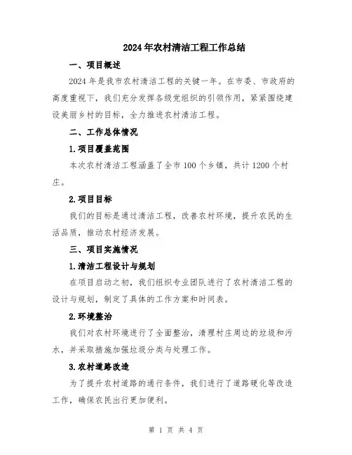 2024年农村清洁工程工作总结
