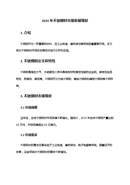 2024年不锈钢材市场发展现状