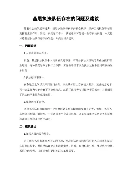 基层执法队伍存在的问题及建议