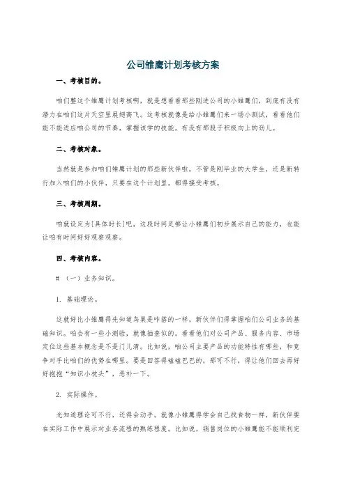 公司雏鹰计划考核方案