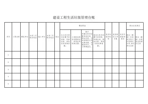 建设工程生活垃圾管理台账