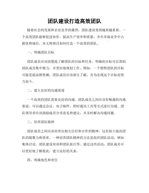 团队建设打造高效团队