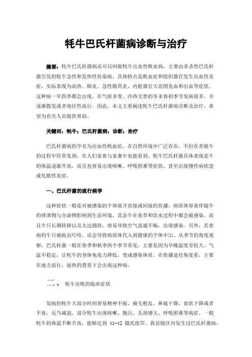 牦牛巴氏杆菌病诊断与治疗