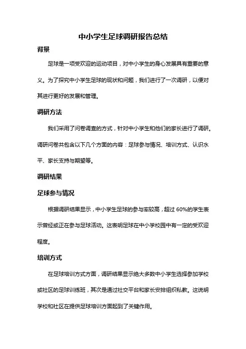中小学生足球调研报告总结